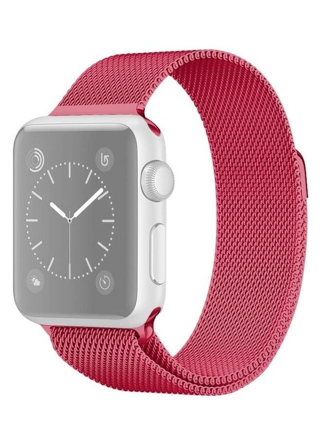 NIBEMINENT - Milanese Loop Magnetic Stainless Steel Watchband For Apple Watch Series 6/SE/5/4 40mm - 3/2/1 38mm Bright Pink - Image 1