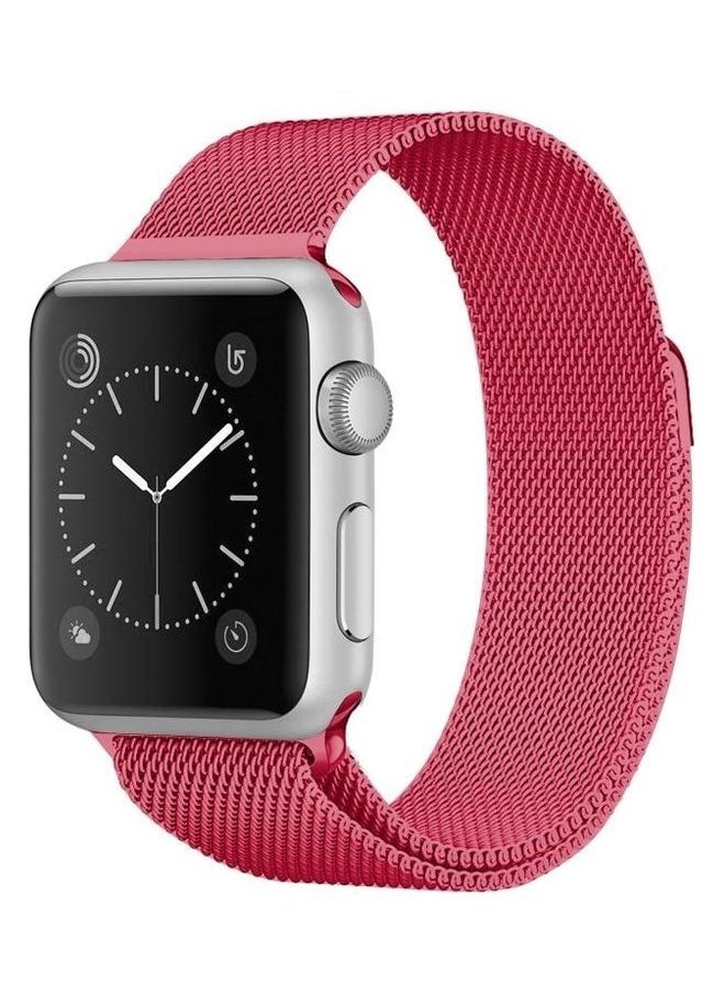NIBEMINENT - Milanese Loop Magnetic Stainless Steel Watchband For Apple Watch Series 6/SE/5/4 40mm - 3/2/1 38mm Bright Pink - Image 1