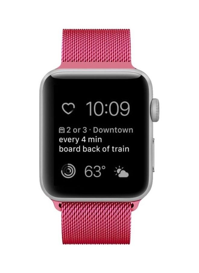 NIBEMINENT - Milanese Loop Magnetic Stainless Steel Watchband For Apple Watch Series 6/SE/5/4 40mm - 3/2/1 38mm Bright Pink - Image 1