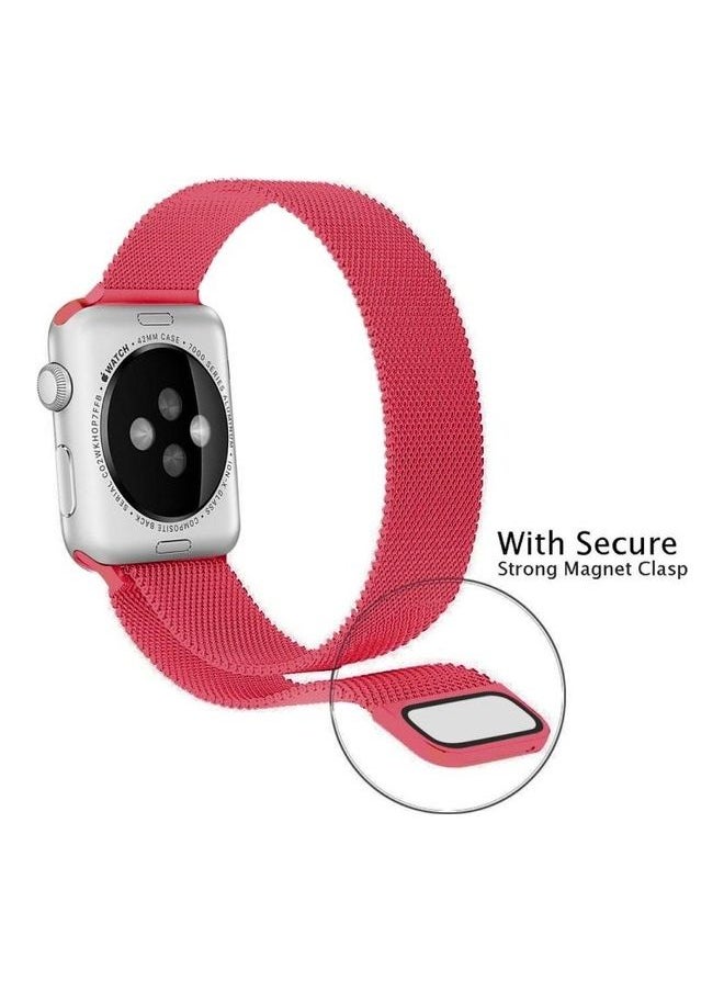 NIBEMINENT - Milanese Loop Magnetic Stainless Steel Watchband For Apple Watch Series 6/SE/5/4 40mm - 3/2/1 38mm Bright Pink - Image 1