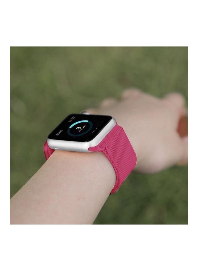 NIBEMINENT - Milanese Loop Magnetic Stainless Steel Watchband For Apple Watch Series 6/SE/5/4 40mm - 3/2/1 38mm Bright Pink - Image 1