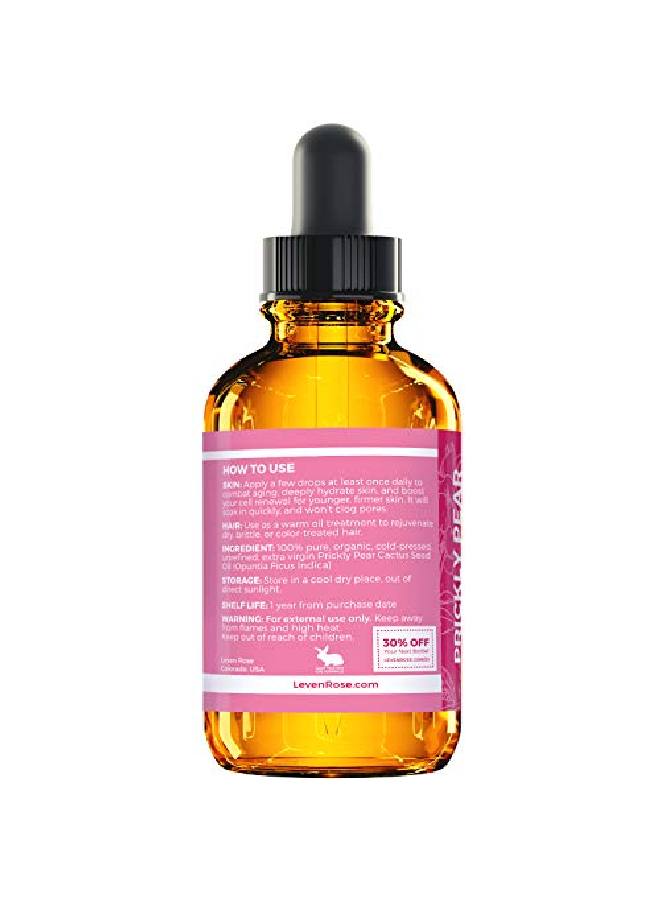 Leven Rose Prickly Pear Cactus Seed Oil (Barbary Fig) by 100% Pure Organic Extra Virgin Cold Pressed All l Face Dry Skin & Body Moisturizer and Damaged Hair Treatment 1 oz - Image 5
