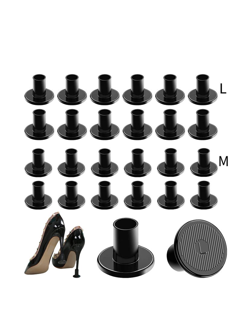 SYOSI SYOSI High Heel Grass Protectors Heel Sink Stoppers & Heel Repair Caps Non-Slip Heel Cover Protectors for Walking on Grass Gravel Wetlands (M~L-Black) 12 Pairs 2 Sizes - Image 1