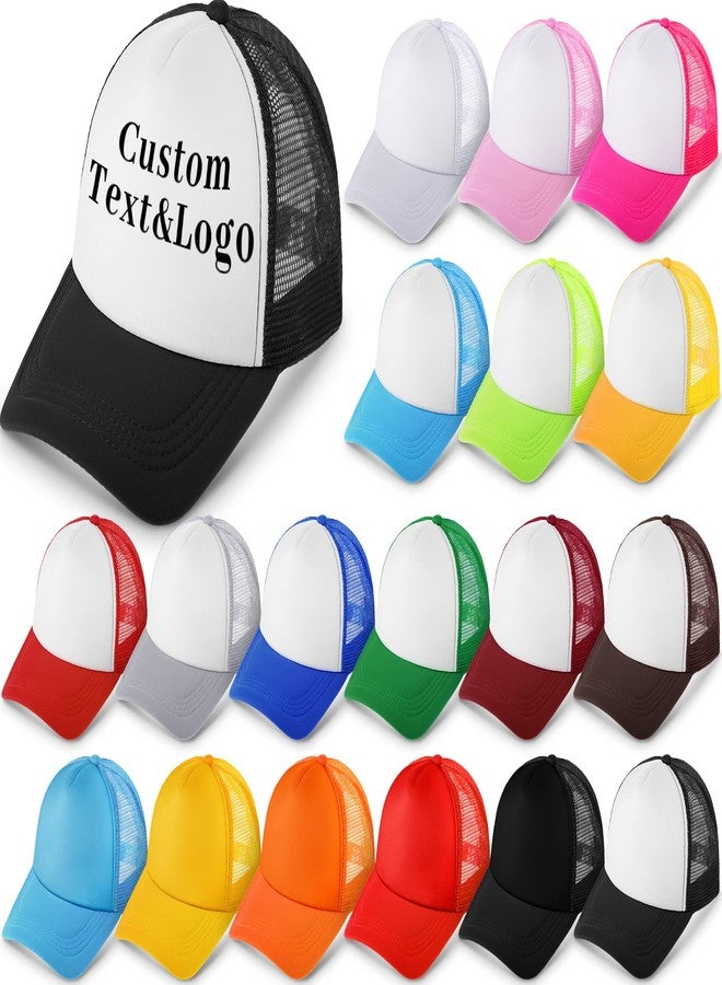 Tarpop 18 Pack Sublimation Blank Polyester Mesh Cap Trucker Summer Mesh Baseball Cap Unisex Two Tone and Solid Trucker Hats Blank Snap Back Hat for Men Women - Image 1