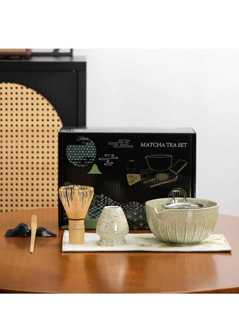 جوي لينك طقم خفاقة ماتشا، طقم شاي ماتشا ياباني، طقم شاي ماتشا ياباني مكون من 7 قطع، يشمل وعاء ماتشا، خفاقة ماتشا، مغرفة ماتشا، مغرفة خيزران، حامل خفاقة، مصفاة شاي من الفولاذ المقاوم للصدأ، أداة لتحريك شاي ماتشا الخيزران (لون ماتشا) - Image 2