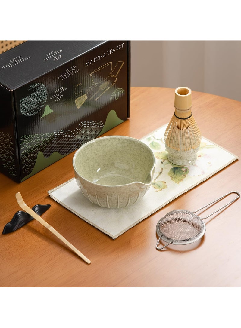 جوي لينك طقم خفاقة ماتشا، طقم شاي ماتشا ياباني، طقم شاي ماتشا ياباني مكون من 7 قطع، يشمل وعاء ماتشا، خفاقة ماتشا، مغرفة ماتشا، مغرفة خيزران، حامل خفاقة، مصفاة شاي من الفولاذ المقاوم للصدأ، أداة لتحريك شاي ماتشا الخيزران (لون ماتشا) - Image 3