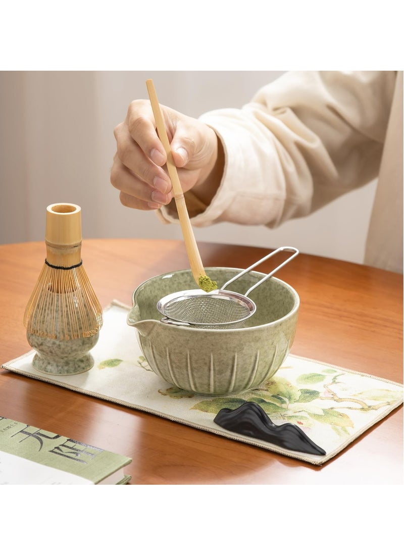 جوي لينك طقم خفاقة ماتشا، طقم شاي ماتشا ياباني، طقم شاي ماتشا ياباني مكون من 7 قطع، يشمل وعاء ماتشا، خفاقة ماتشا، مغرفة ماتشا، مغرفة خيزران، حامل خفاقة، مصفاة شاي من الفولاذ المقاوم للصدأ، أداة لتحريك شاي ماتشا الخيزران (لون ماتشا) - Image 4