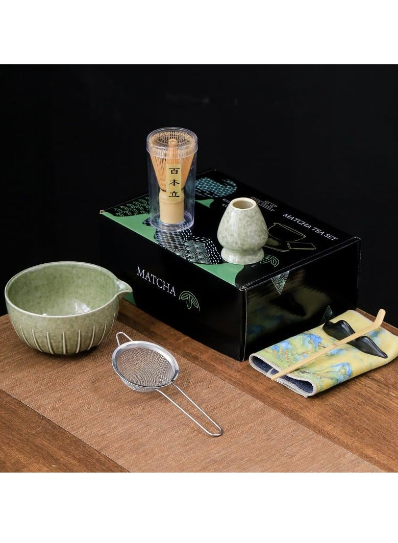 جوي لينك طقم خفاقة ماتشا، طقم شاي ماتشا ياباني، طقم شاي ماتشا ياباني مكون من 7 قطع، يشمل وعاء ماتشا، خفاقة ماتشا، مغرفة ماتشا، مغرفة خيزران، حامل خفاقة، مصفاة شاي من الفولاذ المقاوم للصدأ، أداة لتحريك شاي ماتشا الخيزران (لون ماتشا) - Image 5