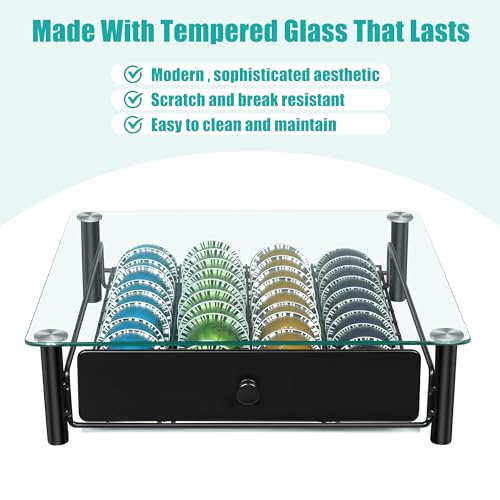 ROWISE Coffee Pod Drawers, Crystal Tempered Glass Pod Holder Drawer Compatible with Nespresso Capsules, Holds Up to 40 Capsules, Size 14"x15.5"x4.5" - Image 2