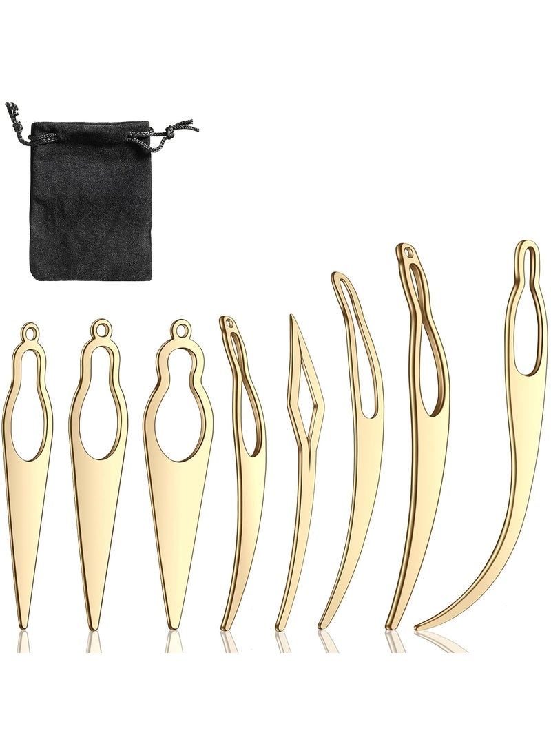 WILLBOND WILLBOND 8 Pcs Dreadlock Interlocking Tool for Locs Sisterlock Retighten Tool for Dreadlocks Interlocks Crochet Braiding Hair Tightening Extensions Accessory Gold 