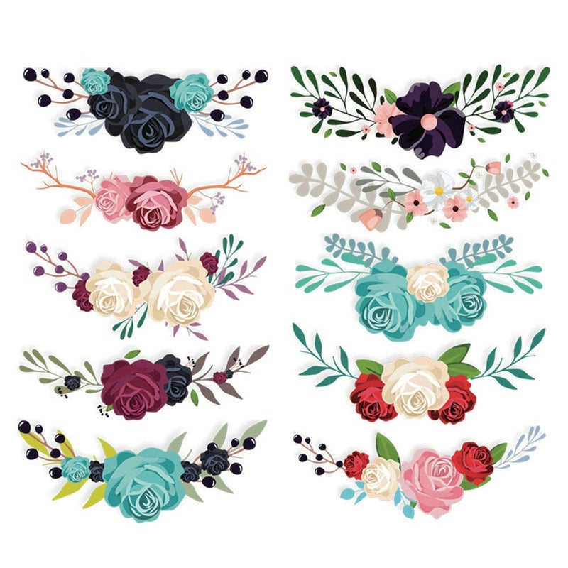 Flower Iron on Sticker Heat Transfer Patches 10 PCS Appliques Decals for TShirt Jeans Backpacks Jackets Dress Clothing Art Decoration Accessories