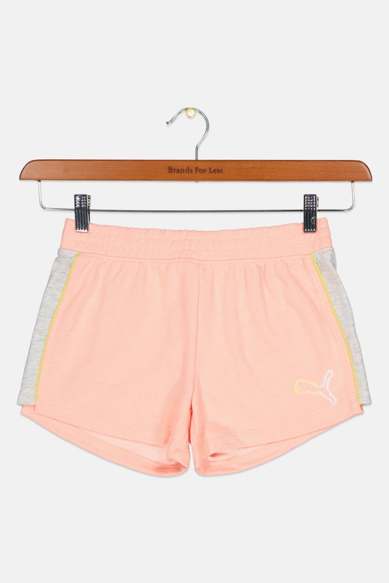 PUMA شورتات رياضية للبنات للأطفال بشعار العلامة التجارية، خوخي - Image 2