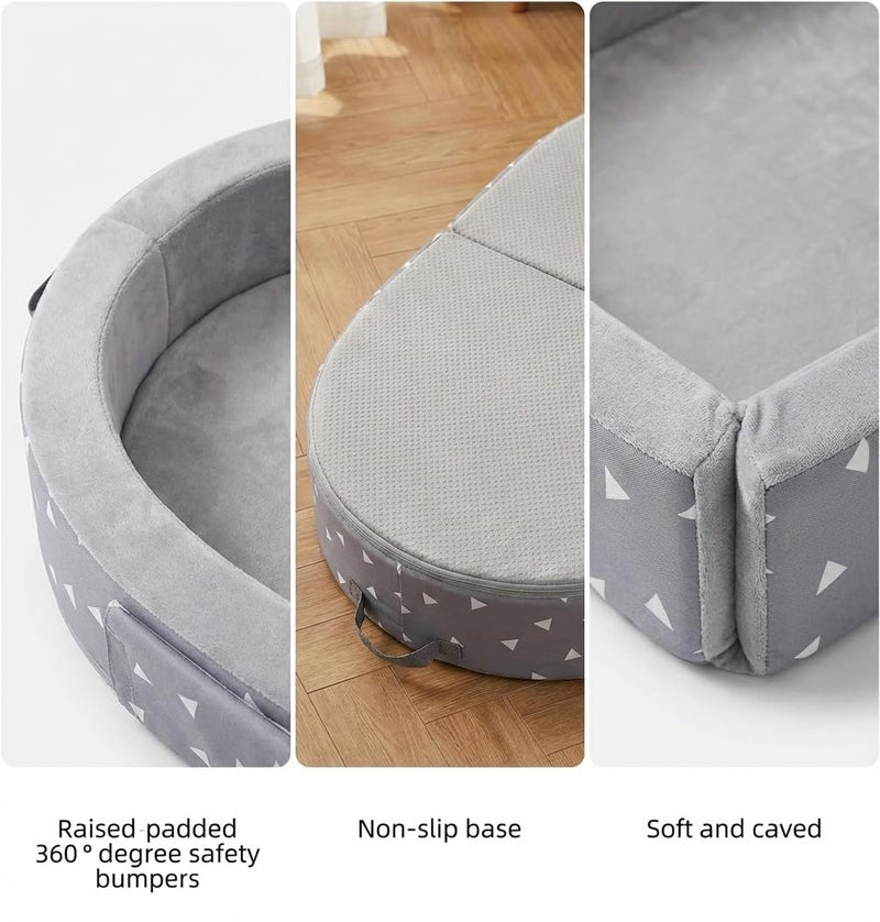 Mooedcoe Portable Foldable Toddler Travel Bed with Sides, Portable Toddler Bumper Bed for Travel Kid Foam Sleeping Cot for Children 18M â€“ 5yr Old - Image 4