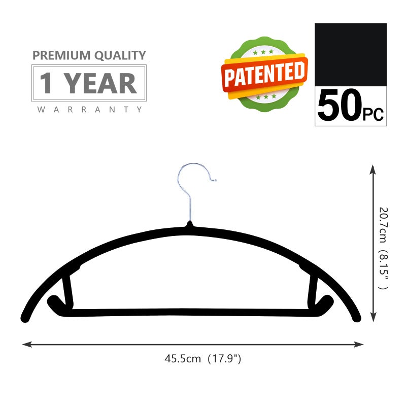 MIZGI Premium Velvet Hangers 50 Pack Heavyduty- Non Slip No Shoulder Bump Suit Hanger - Chrome Hooks,Space Saving Clothes Rounded Shape for Coat,Sweater,Jackets,Pants - Image 2