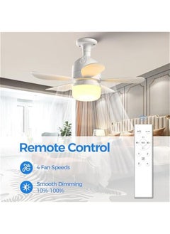 Arabest Ceiling Fan with Adjustable LED Light and Remote Control for Bathroom, Garage, Kitchen, Bedroom, Living Room - 3 Color Options  - Image 4