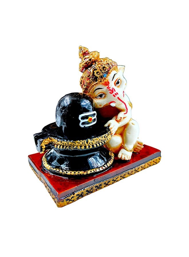 Karigaari India Ganesha Idol for Car Dashboard I Ganesh ji ki Murti in Shivling Pooja Pose I Cute Ganesha Showpiece for Home Decor,Gift,Office - Image 4