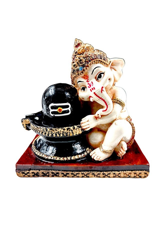 Karigaari India Ganesha Idol for Car Dashboard I Ganesh ji ki Murti in Shivling Pooja Pose I Cute Ganesha Showpiece for Home Decor,Gift,Office - Image 3