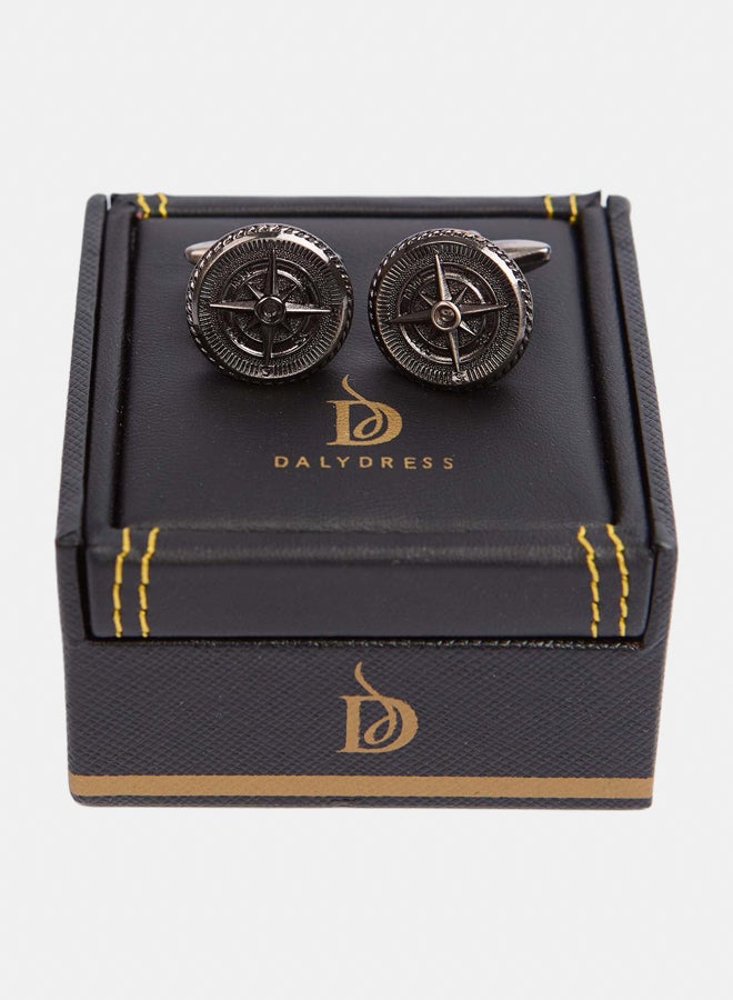 DALYDRESS Men Regular Fit Cufflink Gun Grey - Image 2