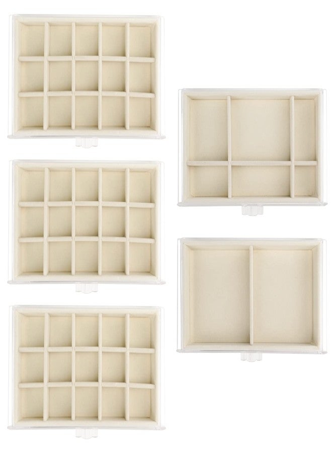 Watpot Acrylic Jewelry Box with 5 Drawers, Clear Earring Storage Organizer Display Case for Women Girls, Beige - Image 4