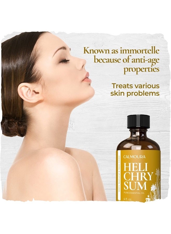 Calmoura Organic Helichrysum Essential Oil — USDA Certified Therapeutic Grade — (4 oz | 118 ml) — 100% Natural Non GMO Helichrysum Oil for Skin, Aromatherapy & Better Sleep - Image 3