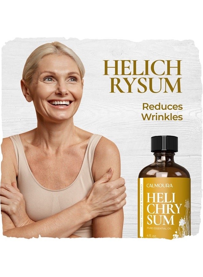 Calmoura Organic Helichrysum Essential Oil — USDA Certified Therapeutic Grade — (4 oz | 118 ml) — 100% Natural Non GMO Helichrysum Oil for Skin, Aromatherapy & Better Sleep - Image 2