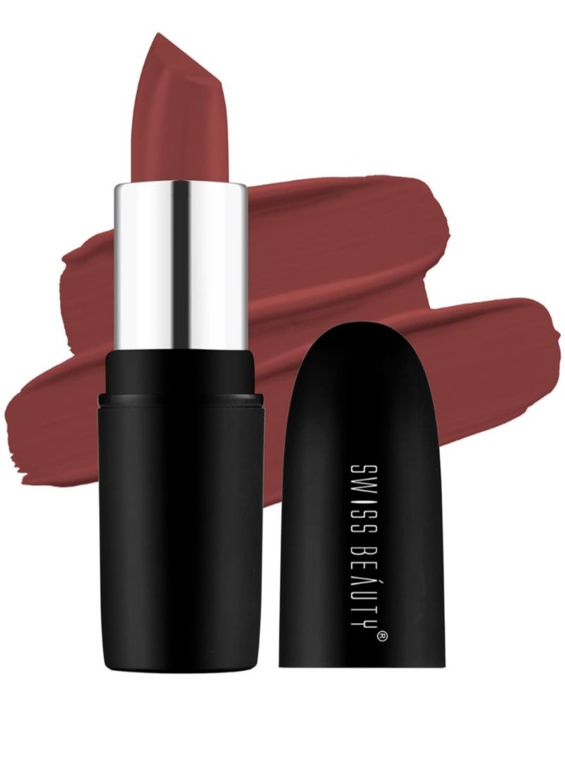 Swiss Beauty  Matte Creamy Lipstick Non drying  Highly pigmented Lipstick Shade  Natural Coco 3.8gm - Image 1