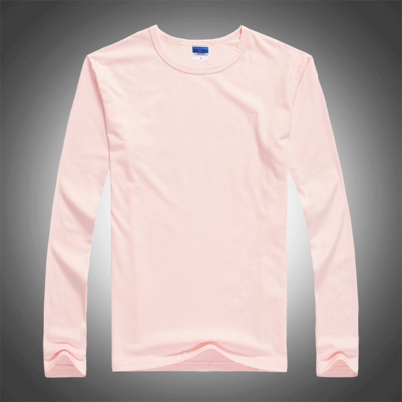 Raglan long sleeve wholesale party class clothes T-shirt custom cotton round neck advertising cultural shirt work clothes printed logo Pink 