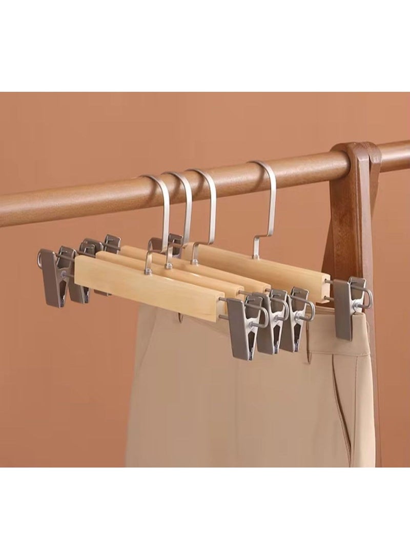 Wooden Pants Hangers with Stainless Steel Clips - 360° Swivel Hook - Set of 3 - Image 5
