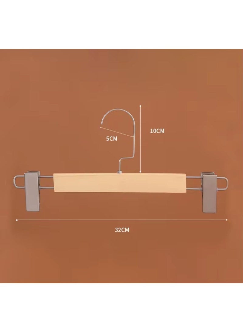 Wooden Pants Hangers with Stainless Steel Clips - 360° Swivel Hook - Set of 3 - Image 2