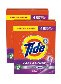 Tide Fast Action Laundry Detergent Powder With Lavender Dual Pack 2 x 2.5kg  - Image 1