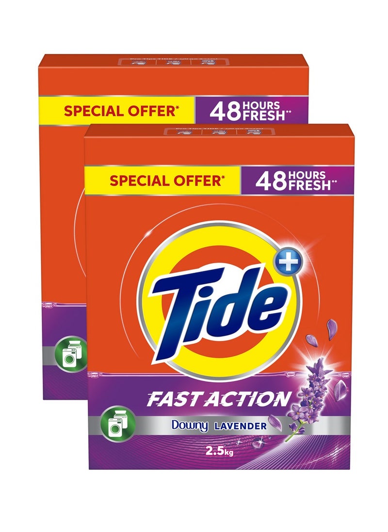 Tide Fast Action Laundry Detergent Powder With Lavender Dual Pack 2 x 2.5kg  - Image 1