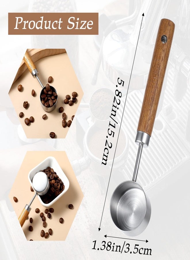 XLIUAX Coffee Measuring Scoop Spoon, 15ml Stainless Steel Wooden Coffee Spoon for Coffees, Tea, Ground, Cocoa & Kitchen Use - Image 2