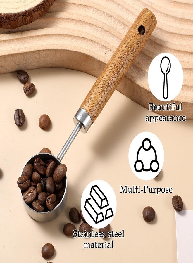 XLIUAX Coffee Measuring Scoop Spoon, 15ml Stainless Steel Wooden Coffee Spoon for Coffees, Tea, Ground, Cocoa & Kitchen Use - Image 3