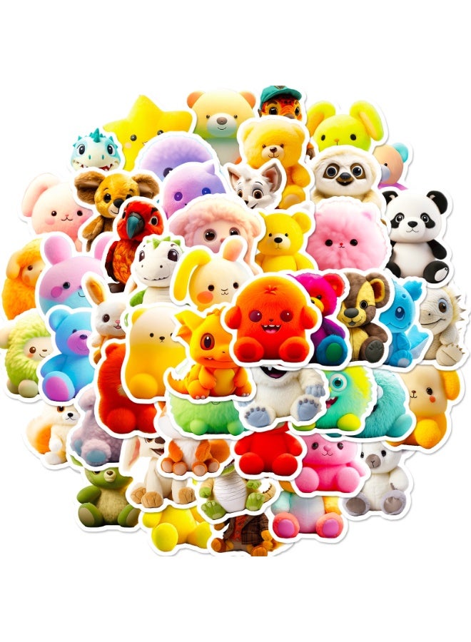 NIBEMINENT 50 Pcs Cute Plush Bear Deco Kit Waterproof Stickers, High Definition Printing Bright Colors, Suitable for Laptop Skateboard Luggage Water Bottle Guitar DIY - Image 1
