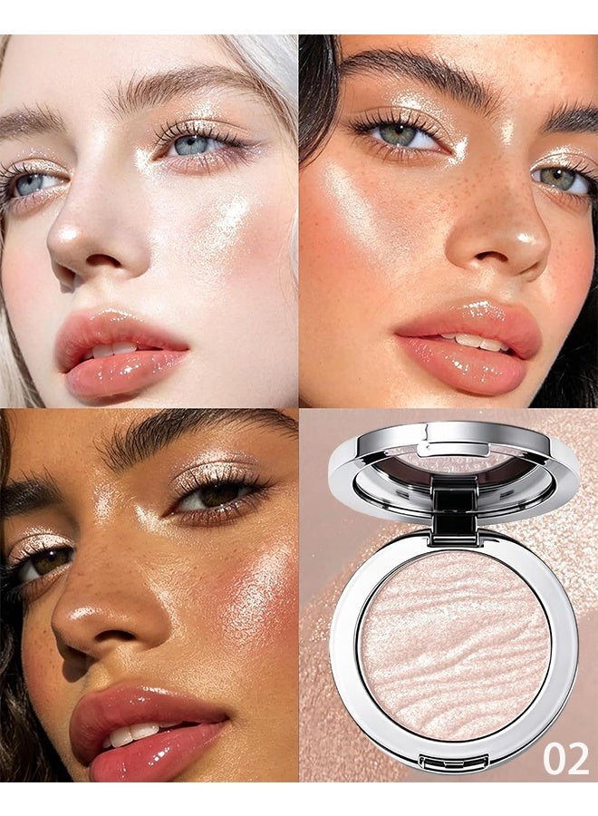Faiccia Shimmering Fairy Highlighter Powder, Champagne Gold Shimmer Highlighter Powder, Shimmer Metallic Color Brightener, Lightweight Multi-use Face & Eye Makeup 02 - Image 2
