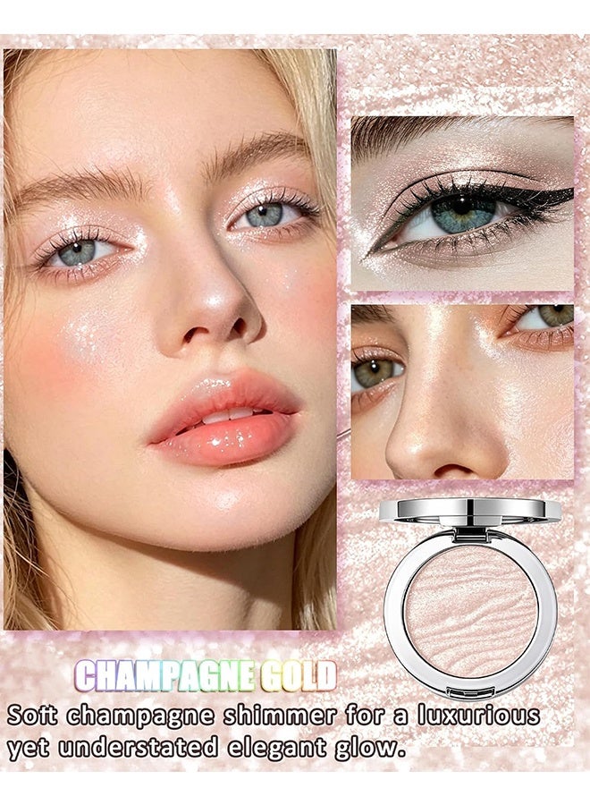 Faiccia Shimmering Fairy Highlighter Powder, Champagne Gold Shimmer Highlighter Powder, Shimmer Metallic Color Brightener, Lightweight Multi-use Face & Eye Makeup 02 - Image 3