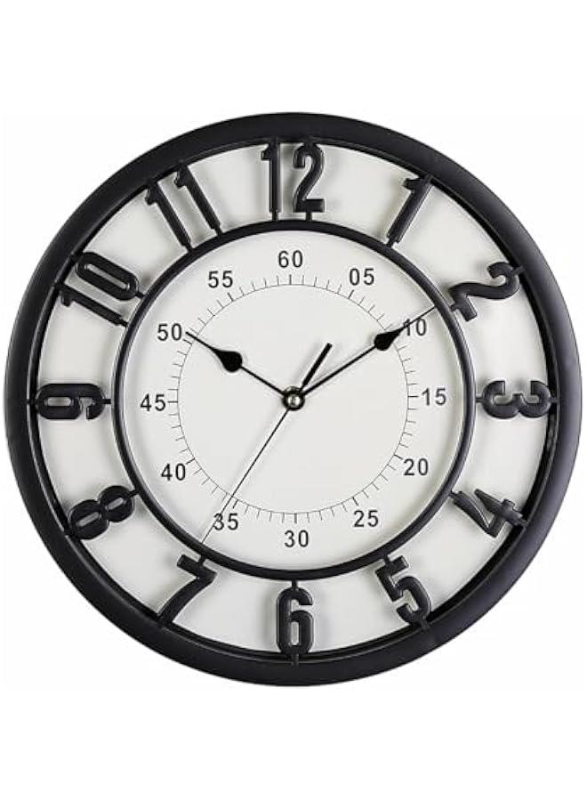 TRASSLE Wall Clock,Modern Wall Clocks Battery Operated,31CM Silent Non-Ticking,Round Clock Easy to ReadSilent Wall Clock for Bedrrom, Living Room, Kitchen, Office, School Home Decor(Black) - Image 1