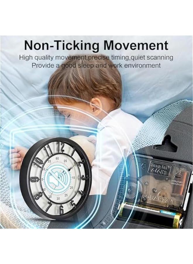 TRASSLE Wall Clock,Modern Wall Clocks Battery Operated,31CM Silent Non-Ticking,Round Clock Easy to ReadSilent Wall Clock for Bedrrom, Living Room, Kitchen, Office, School Home Decor(Black) - Image 4