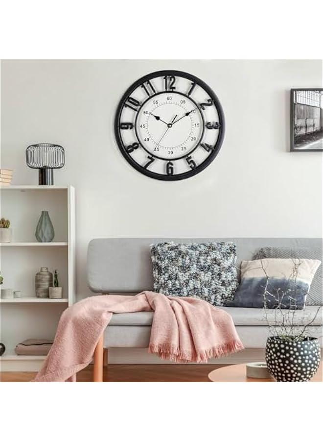 TRASSLE Wall Clock,Modern Wall Clocks Battery Operated,31CM Silent Non-Ticking,Round Clock Easy to ReadSilent Wall Clock for Bedrrom, Living Room, Kitchen, Office, School Home Decor(Black) - Image 5