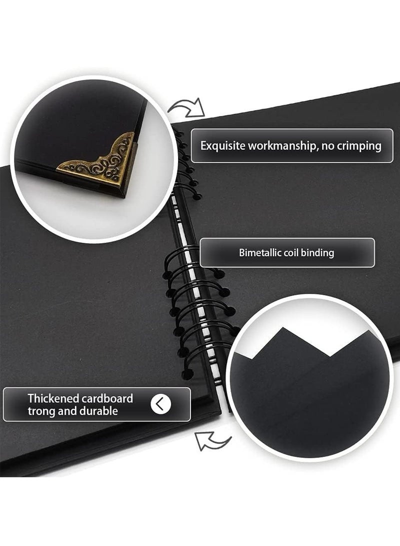 Arabest ألبوم صور سكرابوك، حامل صور عائلية ريترو، كتاب ذكريات افعلها بنفسك، ألبومات زفاف، كتاب صور سميك من ورق كرافت، ألبوم تخزين سكرابوك مصغر، زينة شريطية - Image 4