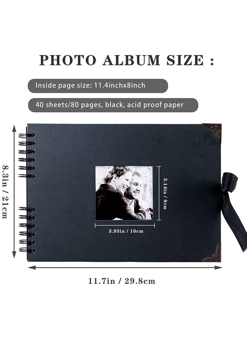 Arabest ألبوم صور سكرابوك، حامل صور عائلية ريترو، كتاب ذكريات افعلها بنفسك، ألبومات زفاف، كتاب صور سميك من ورق كرافت، ألبوم تخزين سكرابوك مصغر، زينة شريطية - Image 5