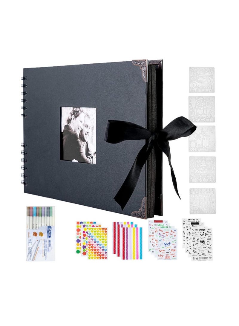 Arabest ألبوم صور سكرابوك، حامل صور عائلية ريترو، كتاب ذكريات افعلها بنفسك، ألبومات زفاف، كتاب صور سميك من ورق كرافت، ألبوم تخزين سكرابوك مصغر، زينة شريطية - Image 1