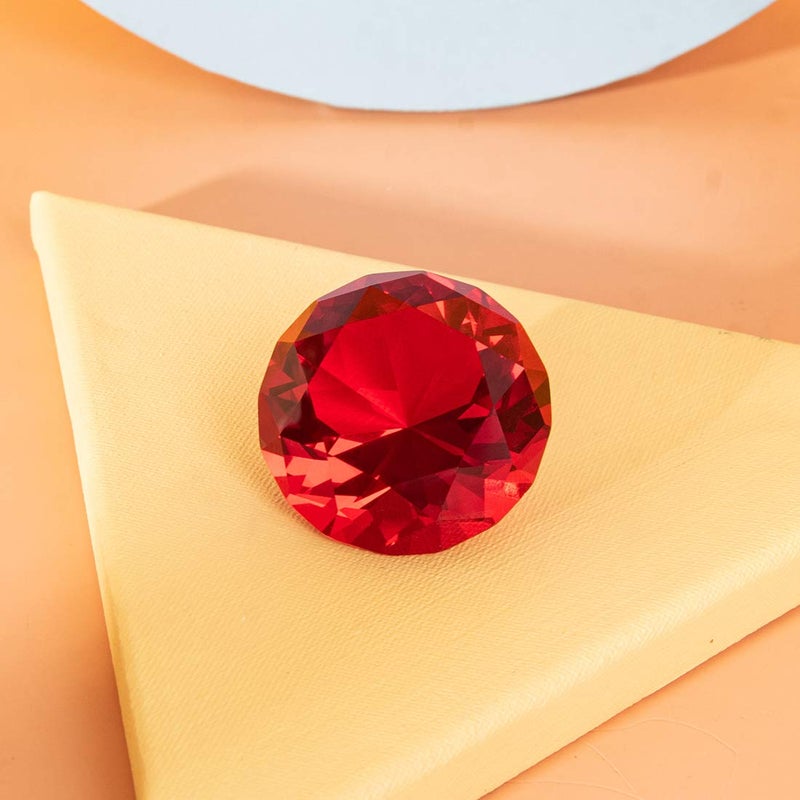 LONGWIN 50mm (2") Crystal Faceted Diamond Paperweight Wedding Favor Home Decor (Red, 50mm) - Image 2