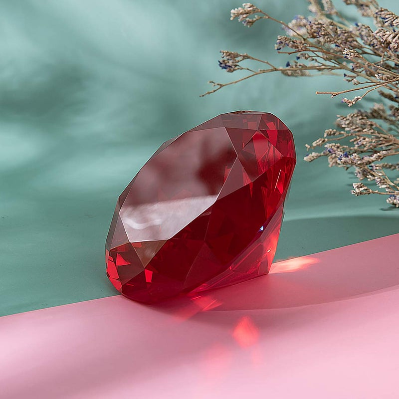 LONGWIN 50mm (2") Crystal Faceted Diamond Paperweight Wedding Favor Home Decor (Red, 50mm) - Image 4