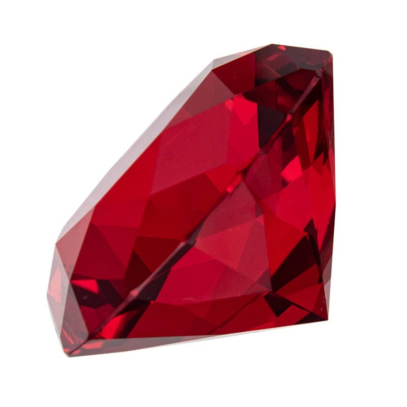 LONGWIN 50mm (2") Crystal Faceted Diamond Paperweight Wedding Favor Home Decor (Red, 50mm) - Image 1