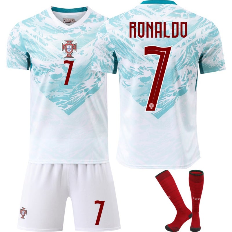Football Training Uniform 2026 World Cup Portugal Away Jersey Set No. 7 C. Ronaldo Jersey No. 8 B. Fei Kidsren''s Men''s Jersey - Image 3