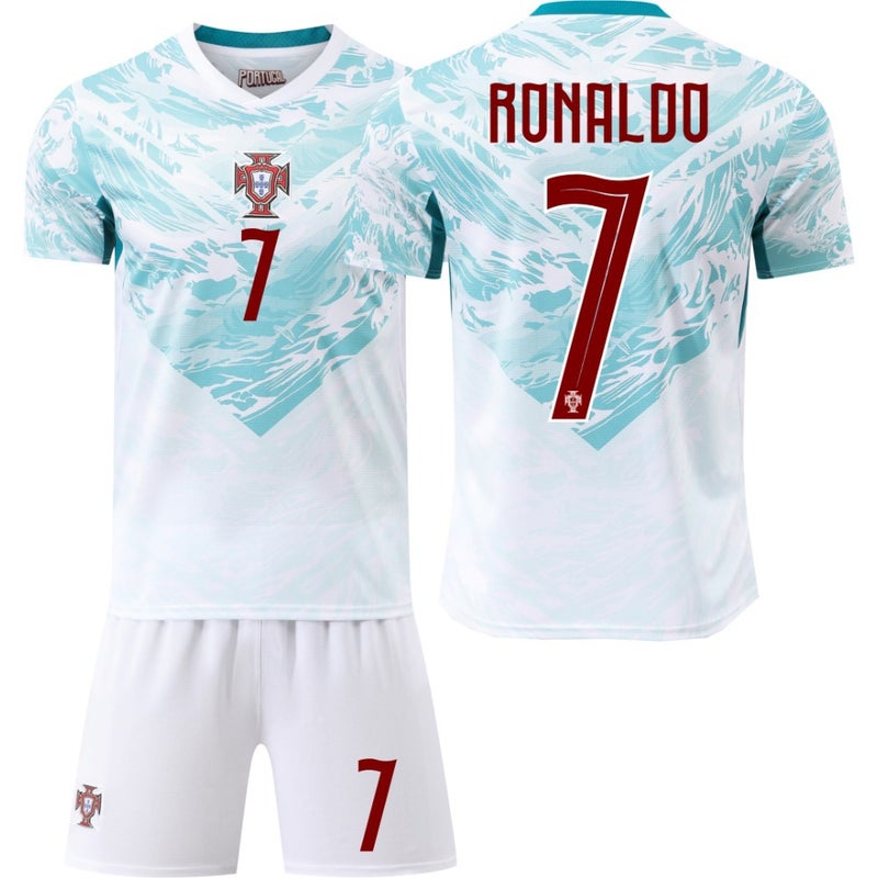 Football Training Uniform 2026 World Cup Portugal Away Jersey Set No. 7 C. Ronaldo Jersey No. 8 B. Fei Kidsren''s Men''s Jersey - Image 1