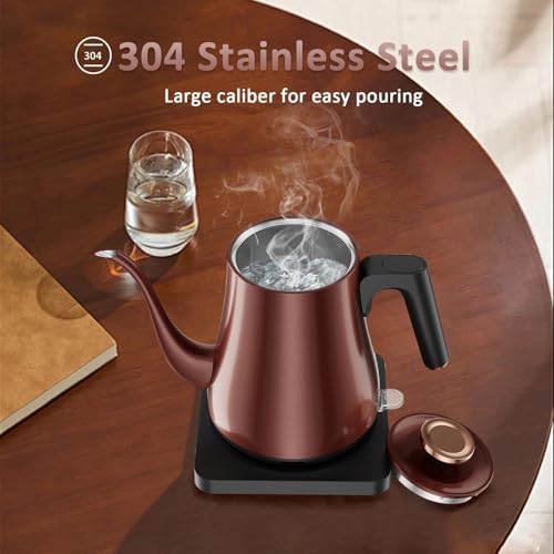 Tuehakny Gooseneck Electric Kettle 1.0L, 1000W Rapid Boil In 4 Min, Stainless Steel Tea Kettle, Pour Over Coffee Kettles For Office/Tea/Travel/Kitchen, Auto Shut-Off, Vintage Copper Color, BPA-Free - Image 3