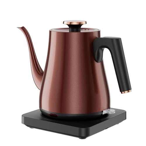 Tuehakny Gooseneck Electric Kettle 1.0L, 1000W Rapid Boil In 4 Min, Stainless Steel Tea Kettle, Pour Over Coffee Kettles For Office/Tea/Travel/Kitchen, Auto Shut-Off, Vintage Copper Color, BPA-Free - Image 1