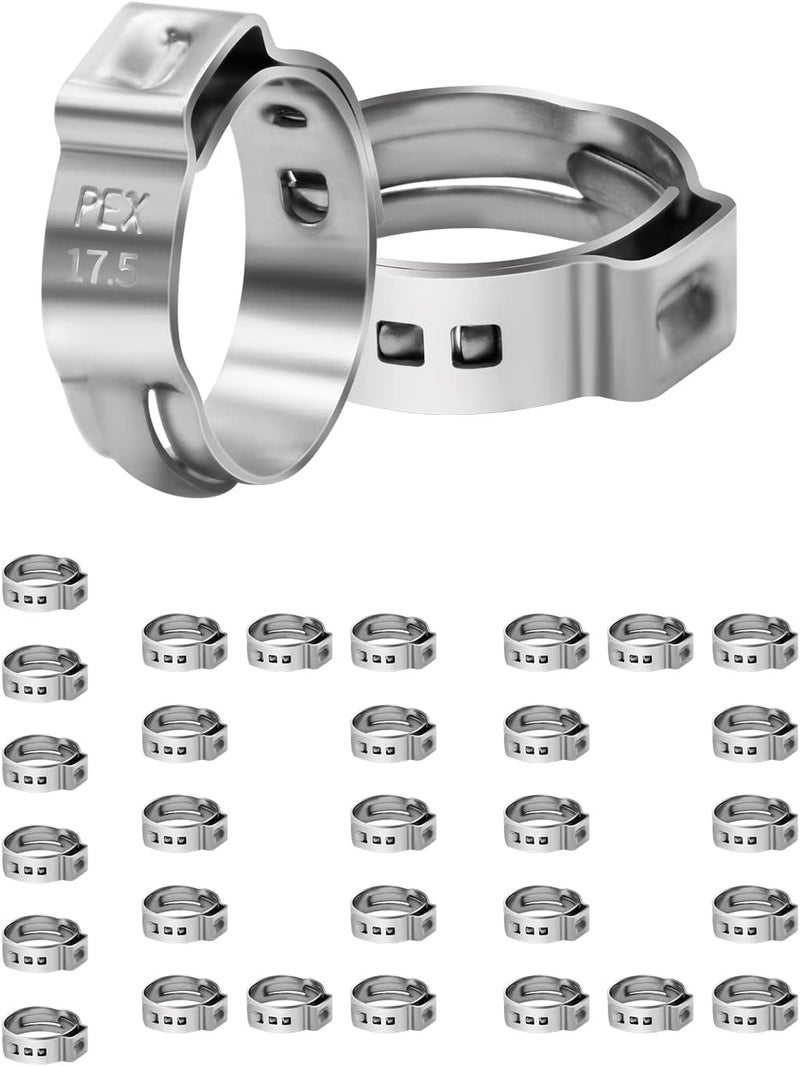 PXZBLG 100 Pack 1/2 Inch PEX Cinch Clamps, Stainless Steel Single Ear Hose Clamps, for PEX Pipe - Image 1